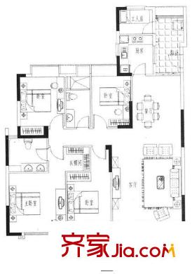 水悅城邦別墅戶型圖天御居2棟B座20層以上02單元 5室2廳2衛(wèi)1廚