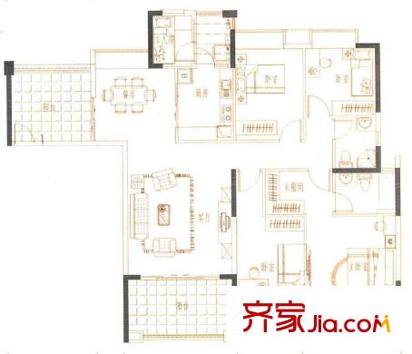 水悅城邦別墅戶型圖天御居2棟A座20層以上01單元 5室2廳2衛(wèi)1廚