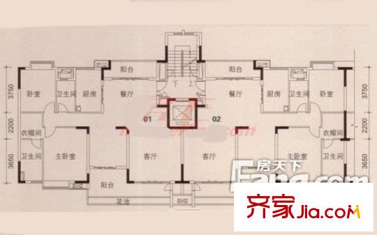 保利雙子星戶(hù)型圖2室1廳戶(hù)型圖 2室1廳1衛(wèi)1廚