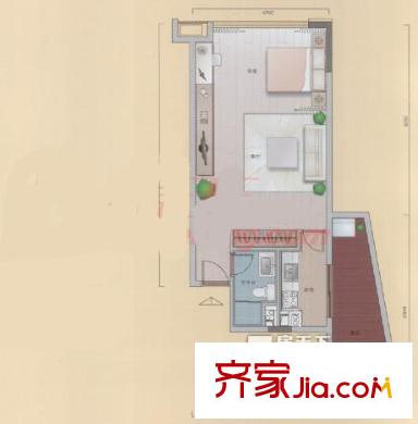 保利雙子星戶型圖1室1廳戶型圖 1室1廳1衛(wèi)1廚
