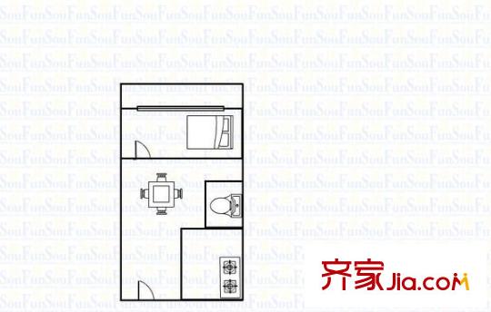 連平花園戶型圖一室一廳戶型圖 1室1廳1衛(wèi)1廚