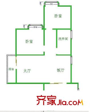 鴻業(yè)現(xiàn)代城 2室 戶型圖