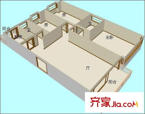 帝景卡士戶型圖3室1廳 戶型圖 3室1廳2衛(wèi)1廚