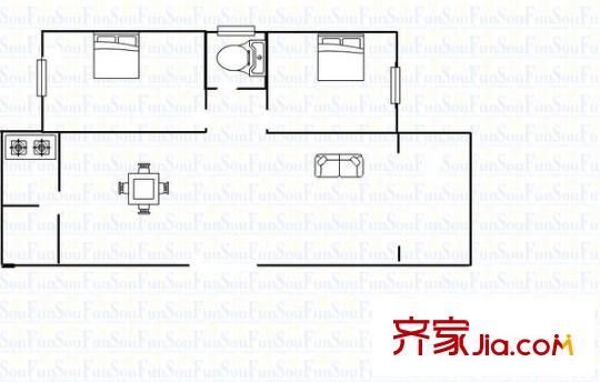 帝景卡士戶型圖2室1廳 戶型圖 2室1廳1衛(wèi)1廚