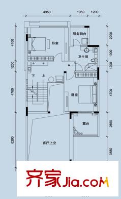 凱德泊宮別墅戶型圖珀墅I戶型上疊墅夾層 4室2廳4衛(wèi)1廚