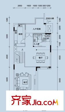 凱德泊宮別墅戶型圖珀墅I戶型上疊墅入戶層和三層 4室2廳4衛(wèi)1廚