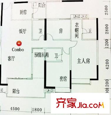 銀畔麗苑 3室 戶型圖