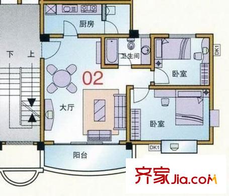 順德碧桂園翠茵居 2室 戶型圖