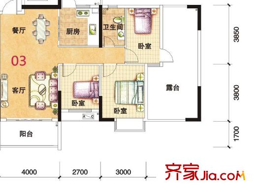 銀匯華庭9座15-16層04單位 3室2廳2衛(wèi)1廚