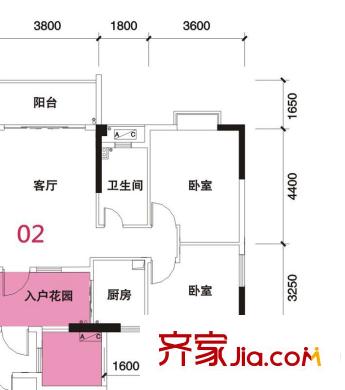 銀匯華庭9座2-14層02單位 2室2廳1衛(wèi)1廚