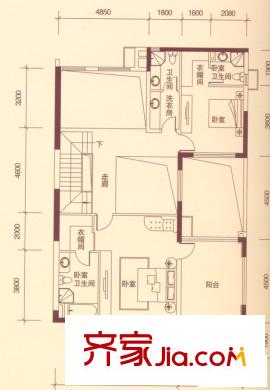 萬科蘭喬圣菲別墅戶型圖T-D戶型三層  5室4廳7衛(wèi)