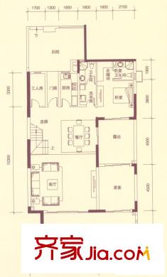 萬科蘭喬圣菲別墅戶型圖T-D戶型一層 5室4廳7衛(wèi)