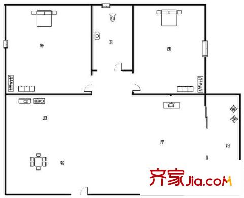 景星樓 2室 戶型圖
