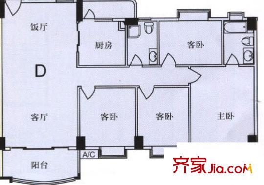 麗雅苑戶型圖博豪苑5座d 4室2廳2衛(wèi)