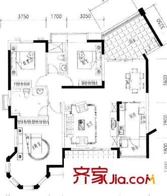 水悅城邦別墅戶型圖天御居2棟A座20層以上03單元 3室2廳1衛(wèi)1廚