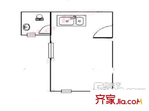 保利雙子星戶型圖1室0廳戶型圖 1室1衛(wèi)1廚