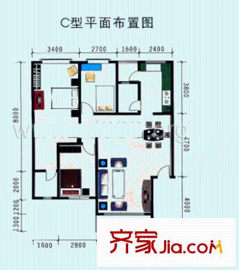 連平花園戶型圖三室兩廳戶型圖 3室2廳1衛(wèi)1廚