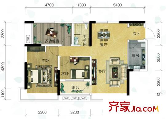 萬(wàn)科金色溪谷花園01/04單元 3室2廳2衛(wèi)1廚