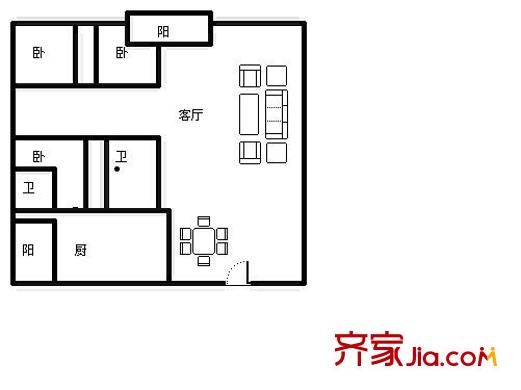 勝達家園 3室 戶型圖