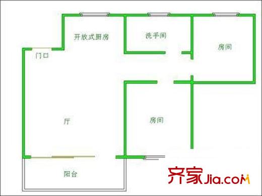 富景大廈戶(hù)型圖2室1廳 戶(hù)型圖 2室1廳1衛(wèi)1廚