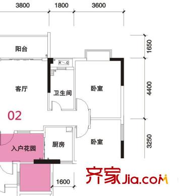銀匯華庭9座15-16層02單位 2室1廳1衛(wèi)1廚