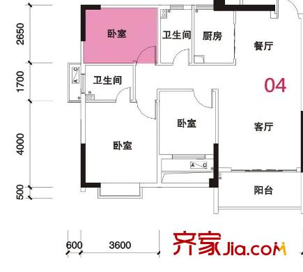 銀匯華庭9座15-16層03單位 3室2廳2衛(wèi)1廚