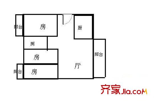 俊雅花園二期安居樓 3室 戶型圖