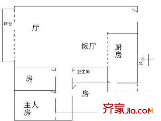 俊雅花園二期安居樓 3室 戶型圖