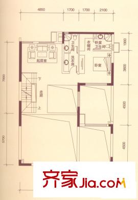 萬科蘭喬圣菲別墅戶型圖T-D戶型二層  5室4廳7衛(wèi)