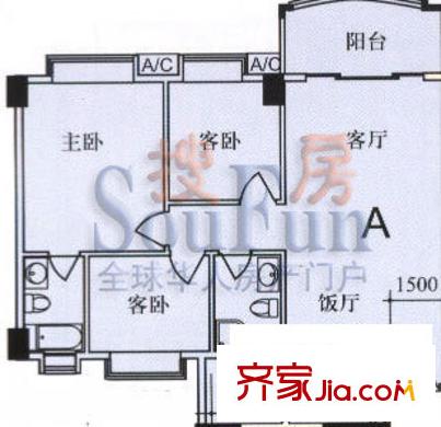麗雅苑戶型圖鴻輝苑1座a 3室2廳2衛(wèi)