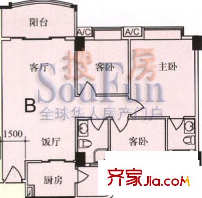 麗雅苑戶型圖嘉榮苑4座b 3室2廳2衛(wèi)