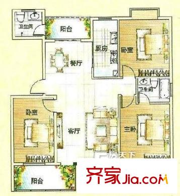 嘉和苑戶型圖3室2廳戶型圖 3室2廳1衛(wèi)1廚