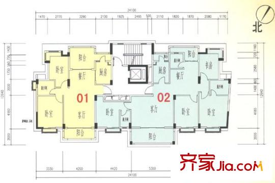 鉅隆金莎藍(lán)灣戶型圖金莎2棟（2-9層平面圖） 2室2廳1衛(wèi)1廚