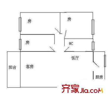 富景大廈戶(hù)型圖3室2廳 戶(hù)型圖 3室2廳2衛(wèi)1廚