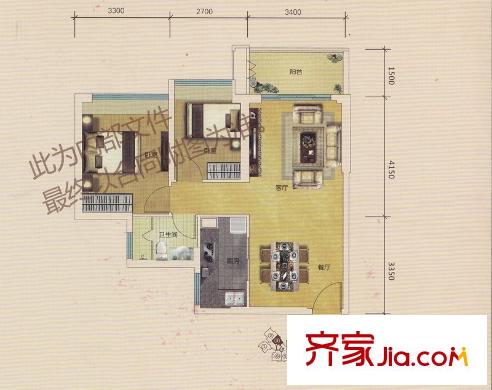 金名都12#、11#03單位 2室2廳1衛(wèi)1廚