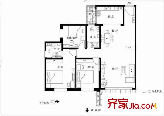 桂華中學教師村戶型圖3室2廳戶型圖 3室2廳2衛(wèi)1廚