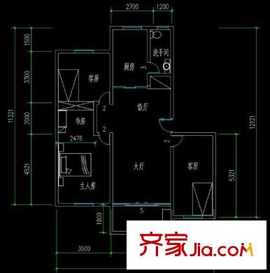 桂華中學教師村戶型圖4室2廳戶型圖 4室2廳2衛(wèi)1廚