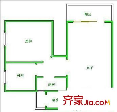 富景大廈戶型圖2室1廳 戶型圖 2室1廳1衛(wèi)1廚