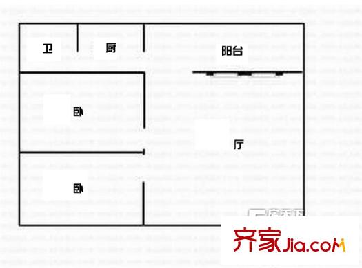 佳景樓戶型圖2室1廳戶型圖 2室1廳1衛(wèi)1廚