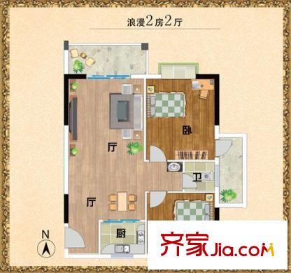 佳景樓戶型圖2室2廳戶型圖 2室2廳1衛(wèi)1廚