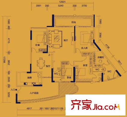 均城上島水岸戶型圖4室2廳戶型圖 4室2廳3衛(wèi)1廚