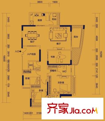 均城上島水岸戶型圖4室2廳戶型圖 4室2廳3衛(wèi)1廚