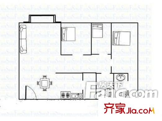 都市晴園戶型圖3室2廳戶型圖 3室2廳2衛(wèi)1廚