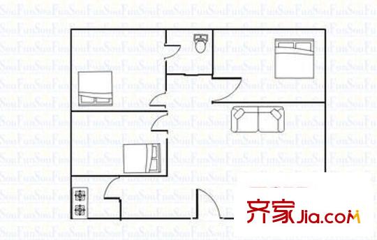 興隆大廈 3室 戶型圖