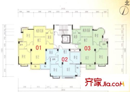 鉅隆金莎藍灣戶型圖金莎4棟（2-10層平面圖） 2室2廳1衛(wèi)1廚