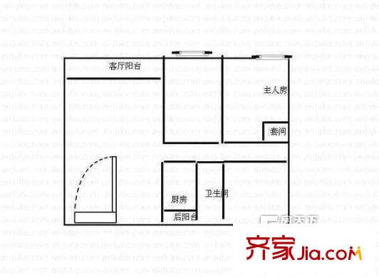 景怡閣戶型圖3室1廳戶型圖 3室1廳1衛(wèi)1廚
