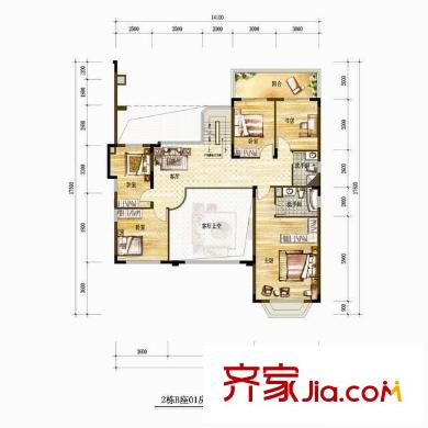 綠茵花園 3室 戶型圖