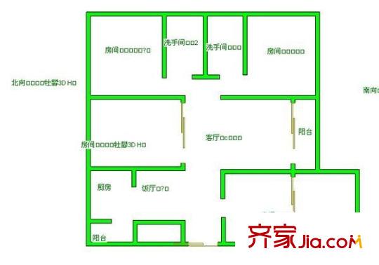 綠茵花園 3室 戶型圖
