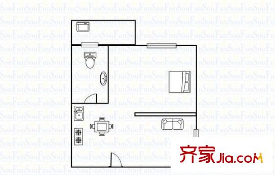 海逸盛世桃園戶型圖1室1廳 戶型圖 1室1廳1衛(wèi)1廚