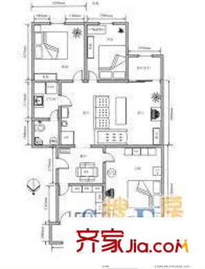 新都會御景豪庭 3室 戶型圖